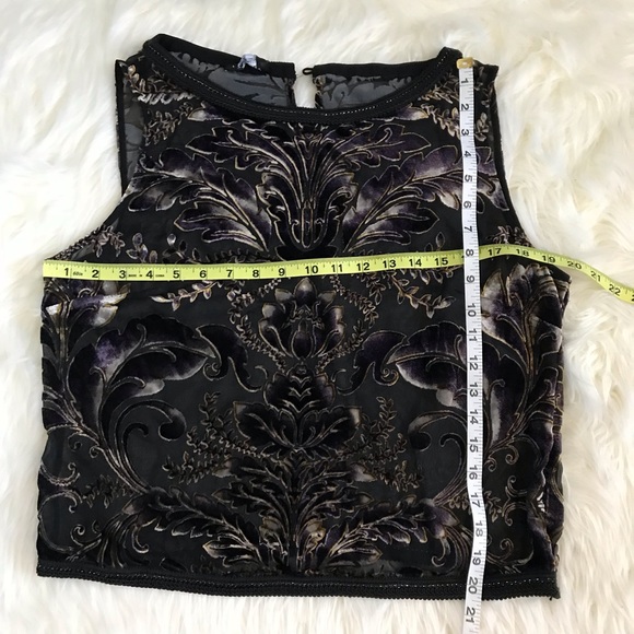 Bebe Black Sheer & Velvet Top Size L 102 - Picture 8 of 8